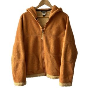 Patagonia Synchilla Women Large Hooded Orange Zip Up Fleece Jacket